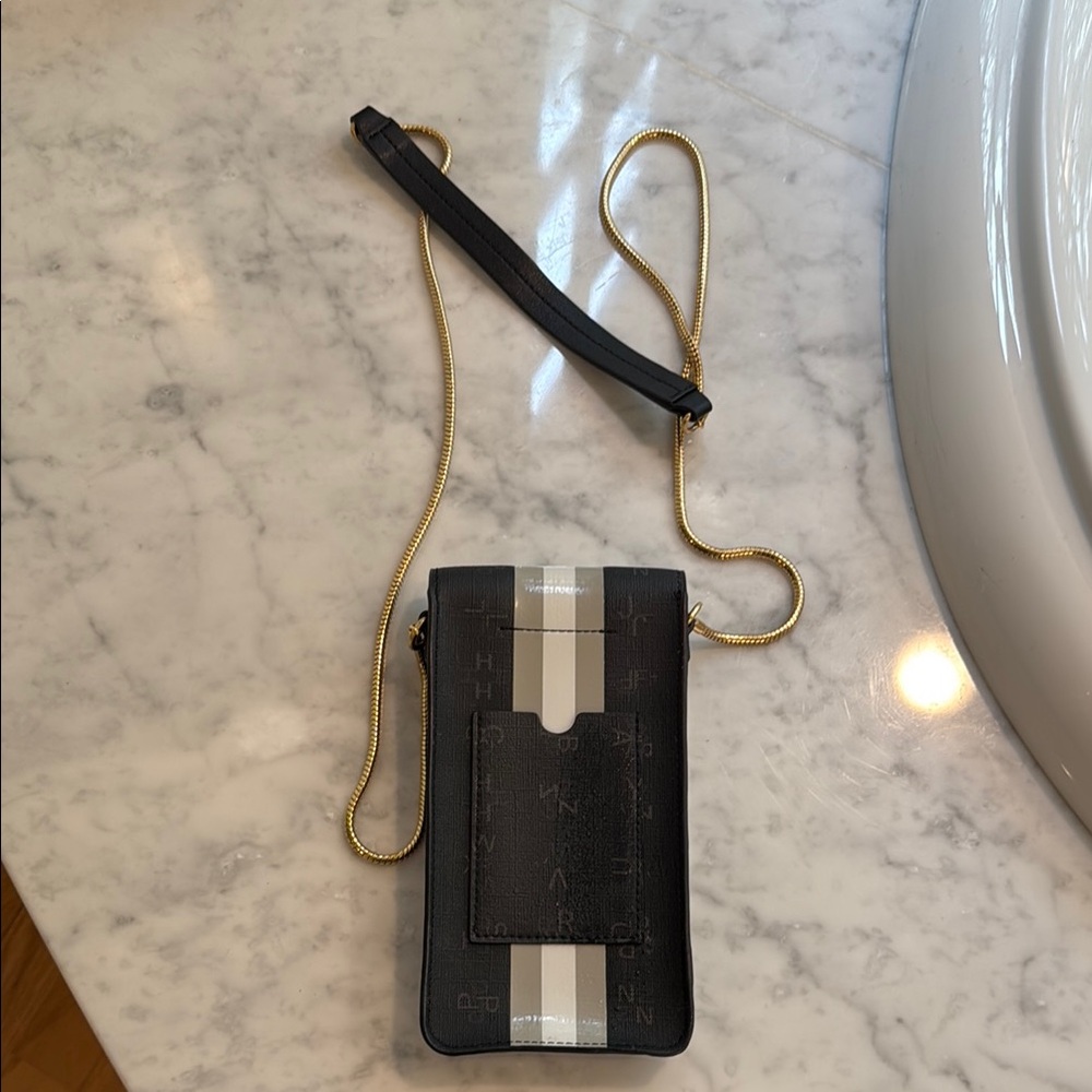 India Hicks Black and White Striped Crossbody Bag - Picture 3 of 3